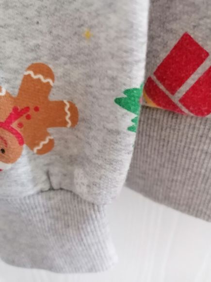 Star Unisex Christmas Sweatshirt L 42 Inch Chest Grey And Multi - Picture 3 of 12